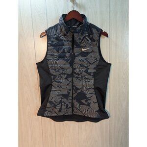 Nike Running Vest Womens Large Black Essential Padded Flash Repel Lightweight